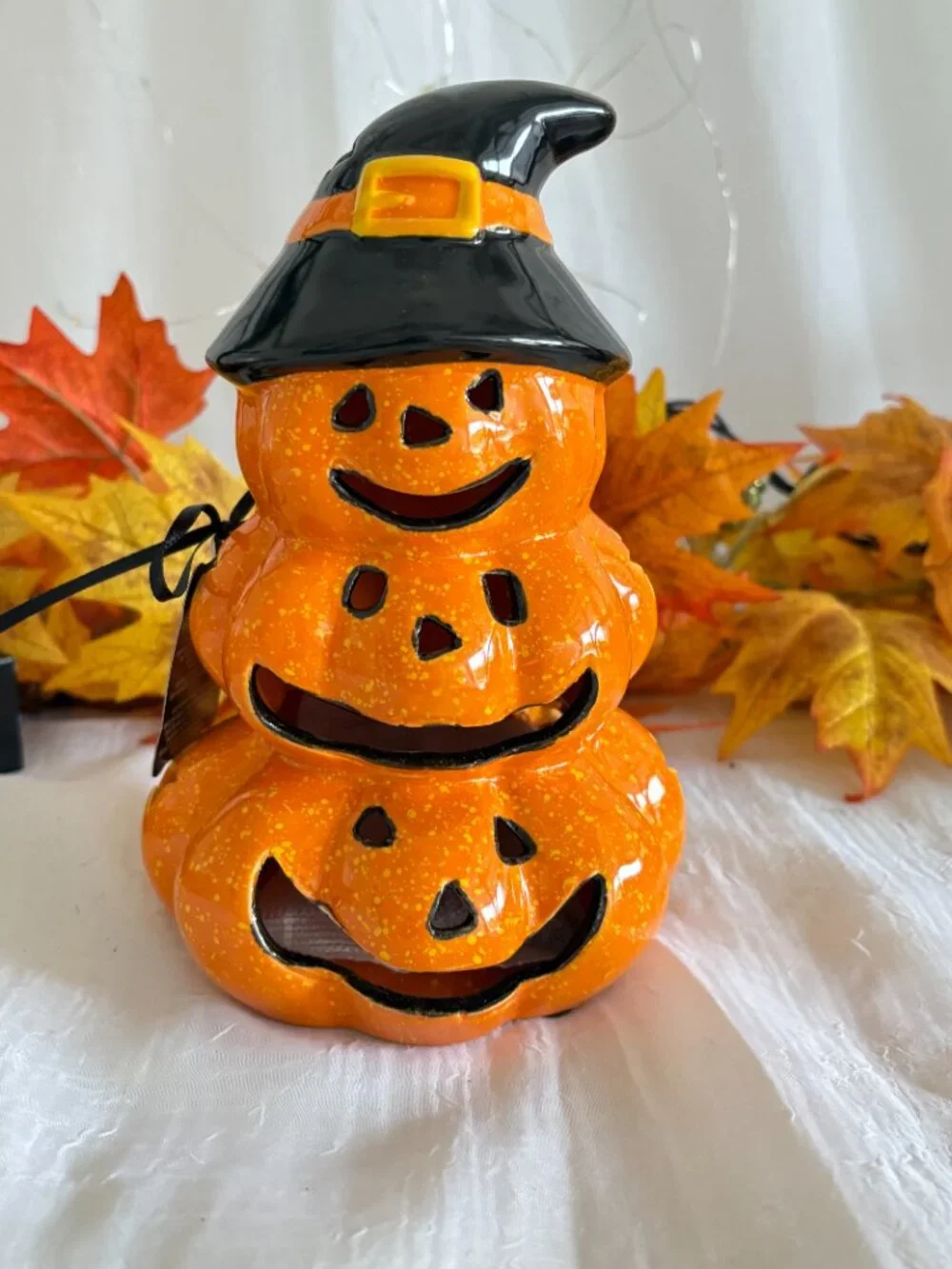 Well Dressed Home Stacked Jack-O'-Lantern Pumpkin Witch Hat Potpourri Filled New